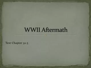 WWII Aftermath