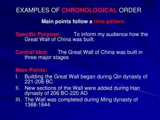 EXAMPLES OF CHRONOLOGICAL ORDER