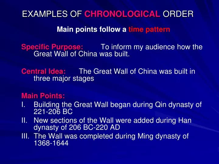 examples of chronological order