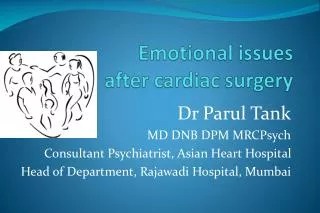 Emotional issues after cardiac surgery