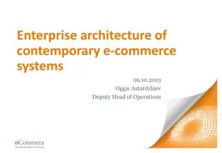 Enterprise architecture of contemporary e-commerce systems