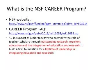 What is the NSF CAREER Program?