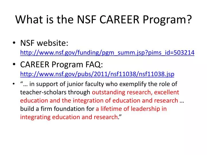 what is the nsf career program