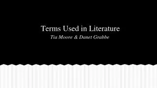 Terms Used in Literature