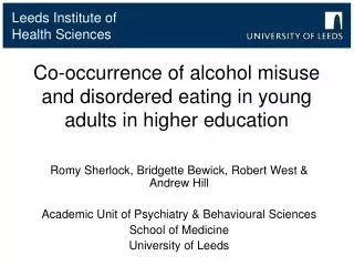 Co-occurrence of alcohol misuse and disordered eating in young adults in higher education