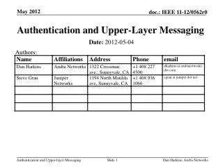 Authentication and Upper-Layer Messaging