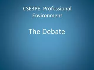 CSE3PE: Professional Environment