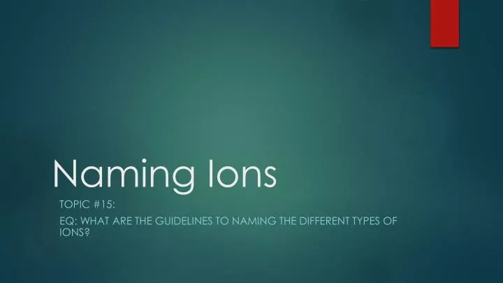 naming ions