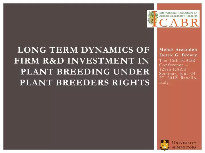 long term dynamics of firm r d investment in plant breeding under plant breeders rights