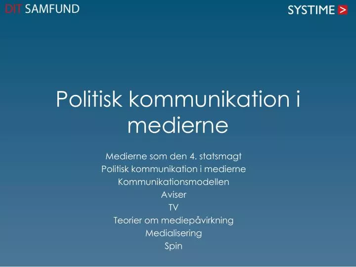 politisk kommunikation i medierne