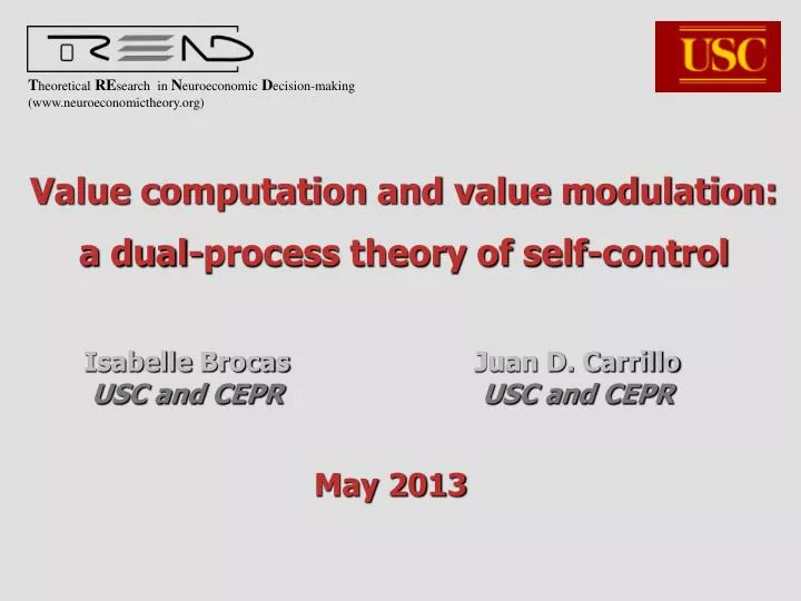 value computation and value modulation a dual process theory of self control
