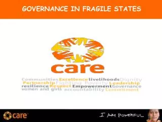 GOVERNANCE IN FRAGILE STATES
