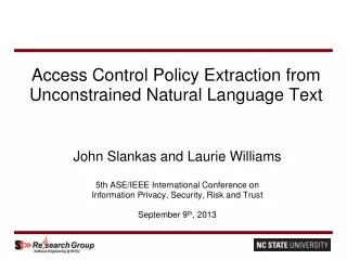 Access Control Policy Extraction from Unconstrained Natural Language Text