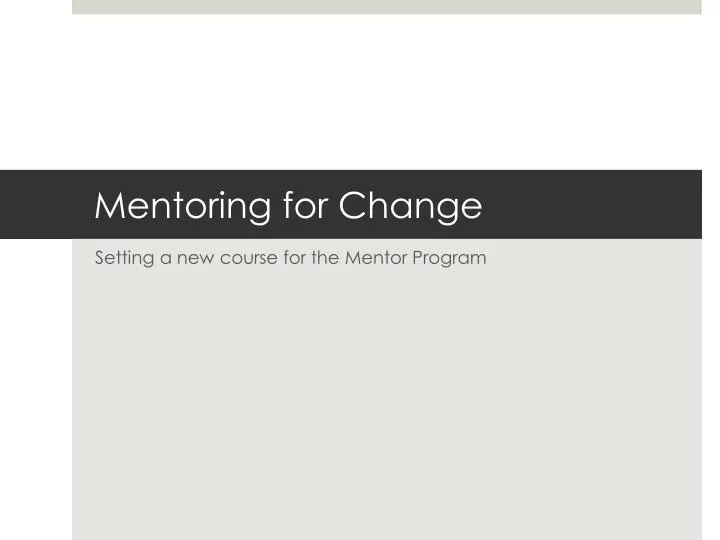 mentoring for change