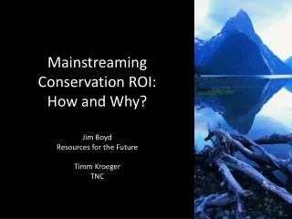Mainstreaming Conservation ROI: How and Why?