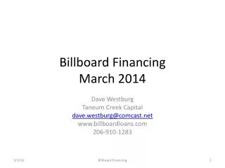 Billboard Financing March 2014