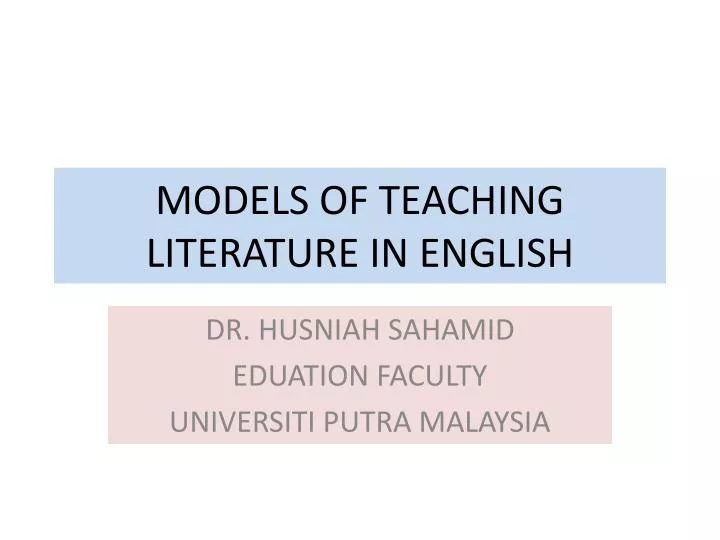 models of teaching literature in english