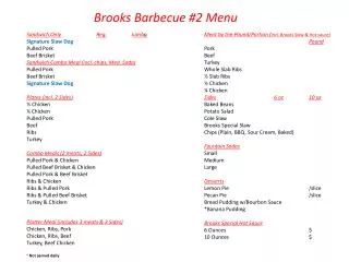 Brooks Barbecue #2 Menu