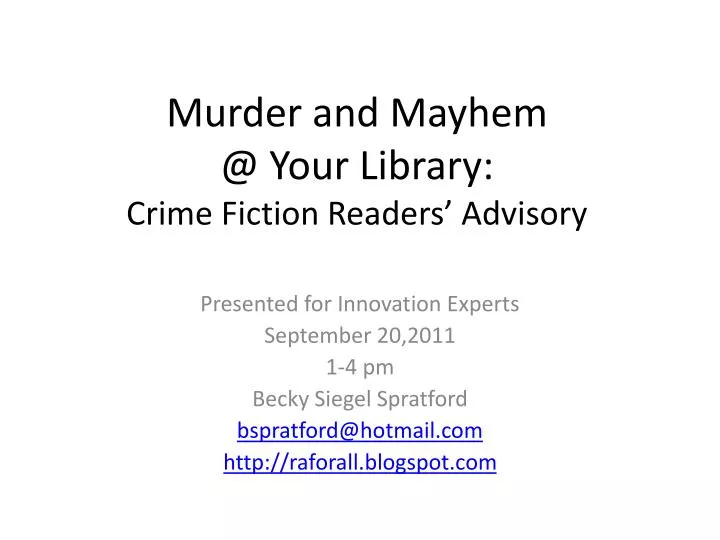 murder and mayhem @ your library crime fiction readers advisory