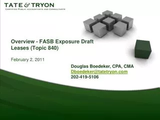 Overview - FASB Exposure Draft Leases (Topic 840)