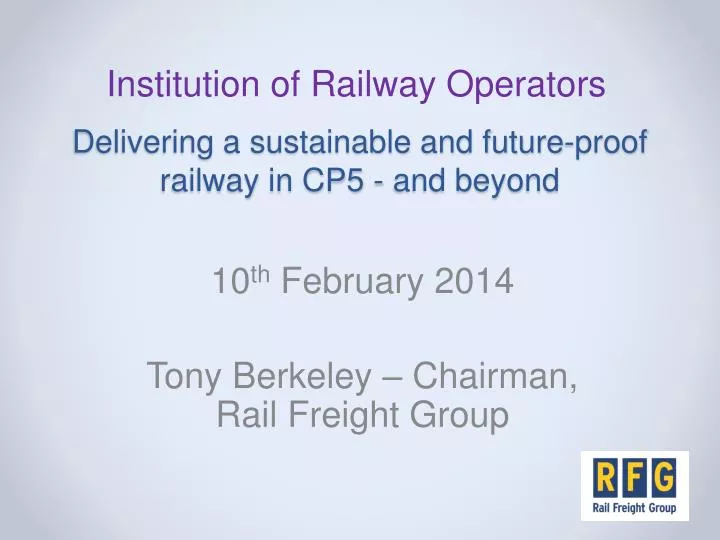 delivering a sustainable and future proof railway in cp5 and beyond