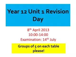 year 12 unit 1 revision day