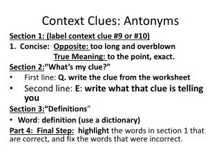Context C lues: Antonyms