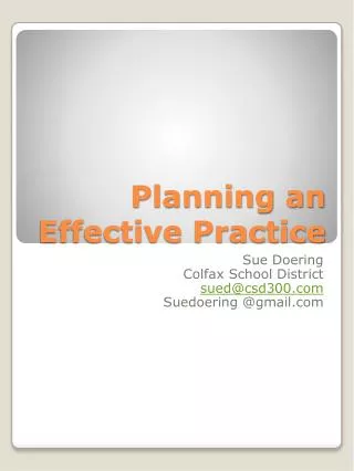 Planning an Effective Practice