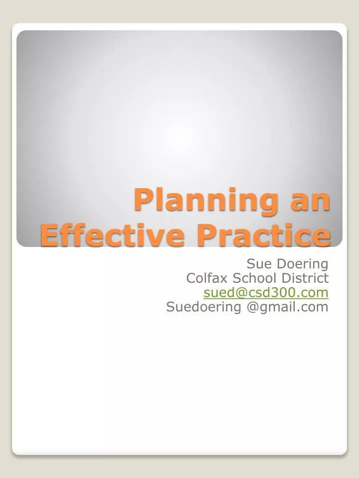 planning an effective practice
