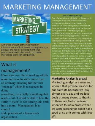 MARKETING MANAGEMENT