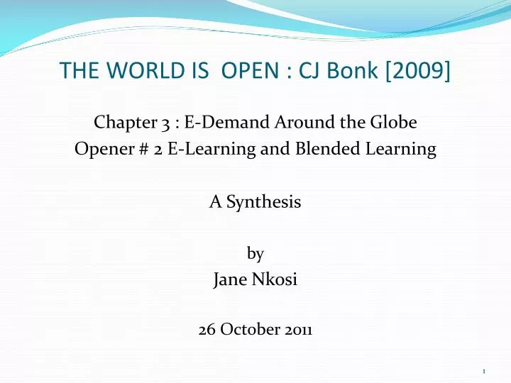 the world is open cj bonk 2009