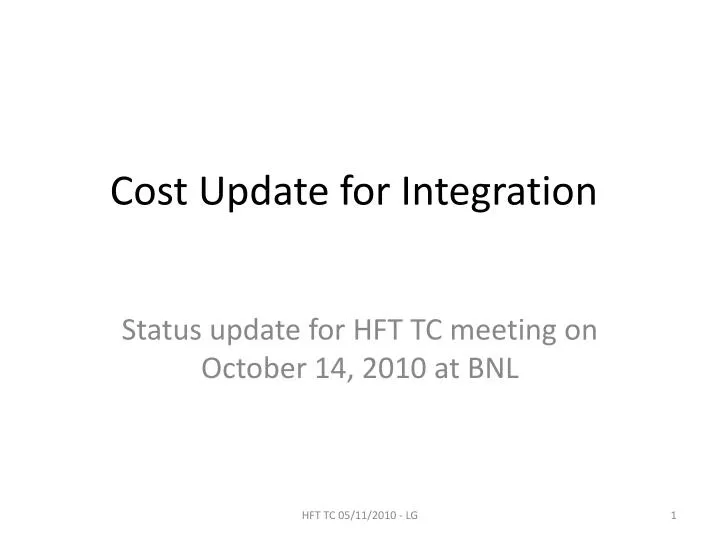 cost update for integration