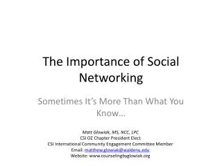 The Importance of Social Networking