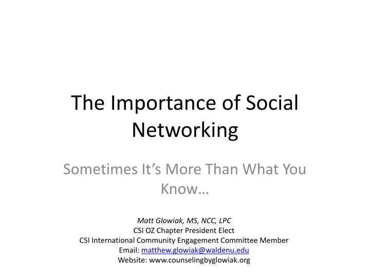 the importance of social networking