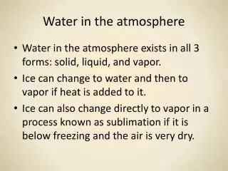Water in the atmosphere