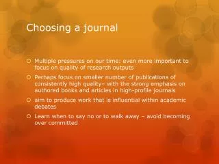 Choosing a journal