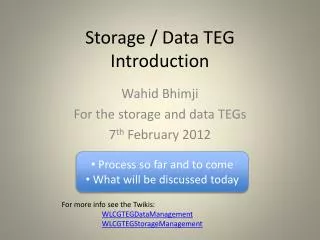 Storage / Data TEG Introduction