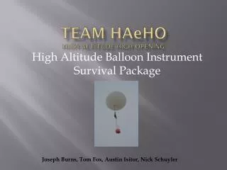 Team HA e HO High Altitude High Opening