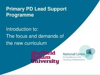Primary PD Lead Support Programme