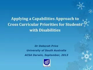 Applying a Capabilities Approach to Cross Curricular Priorities for Students with Disabilities