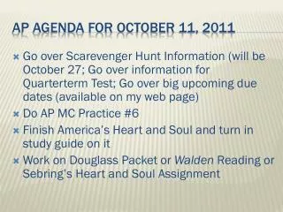 AP Agenda for october 11, 2011
