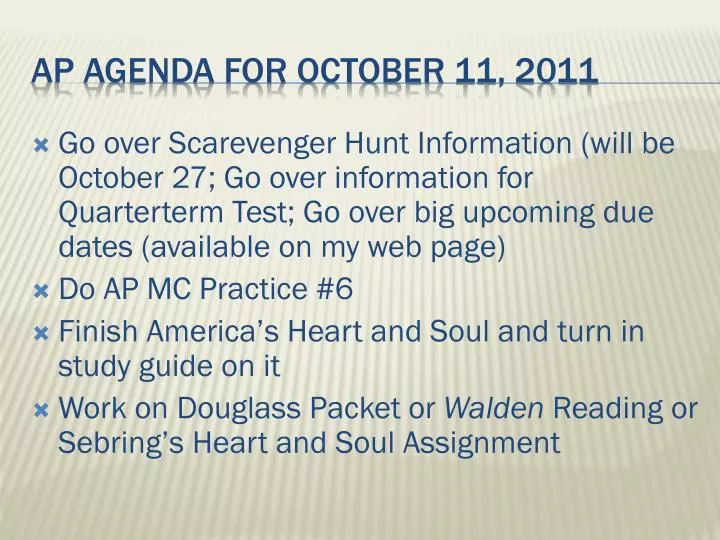 ap agenda for october 11 2011