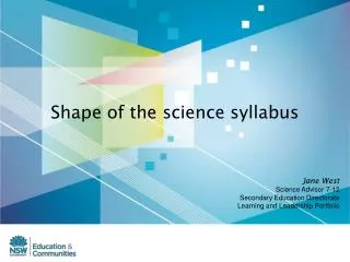 Shape of the science syllabus