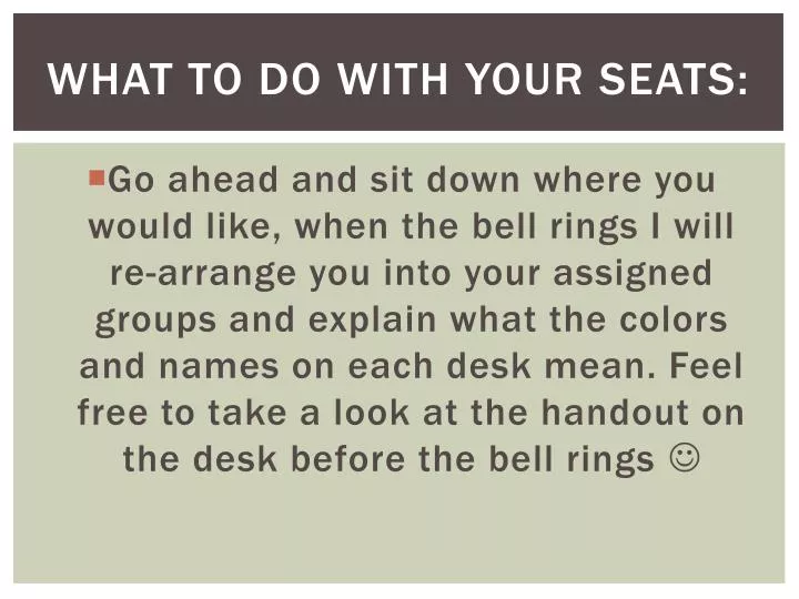 what to do with your seats