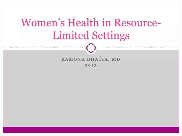 women s health in resource limited settings