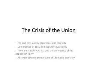 the crisis of the union