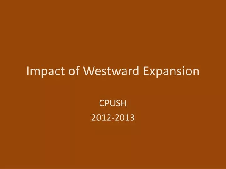 impact of westward expansion