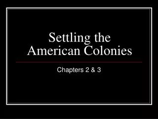 Settling the American Colonies