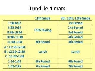 Lundi le 4 mars