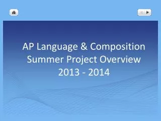 AP Language &amp; Composition Summer Project Overview 2013 - 2014